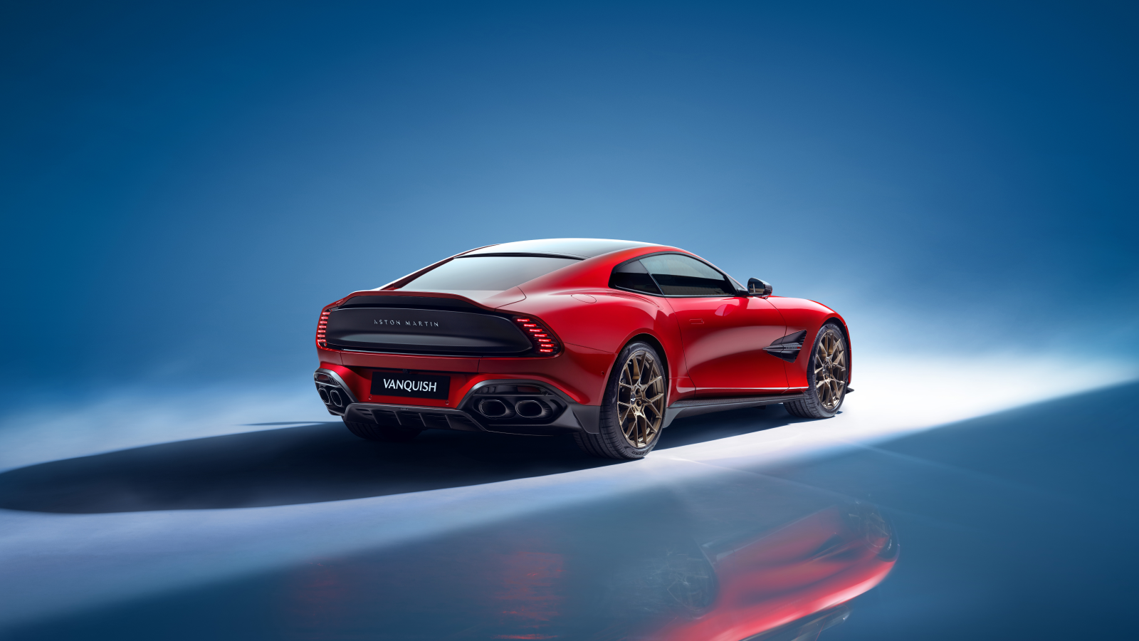 An image showing the rear quarter of the new Aston Martin Vanquish. 