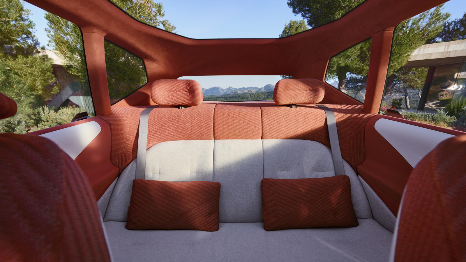 A photo of the interior of the BMW Vision Neue Klasse X concept car. 