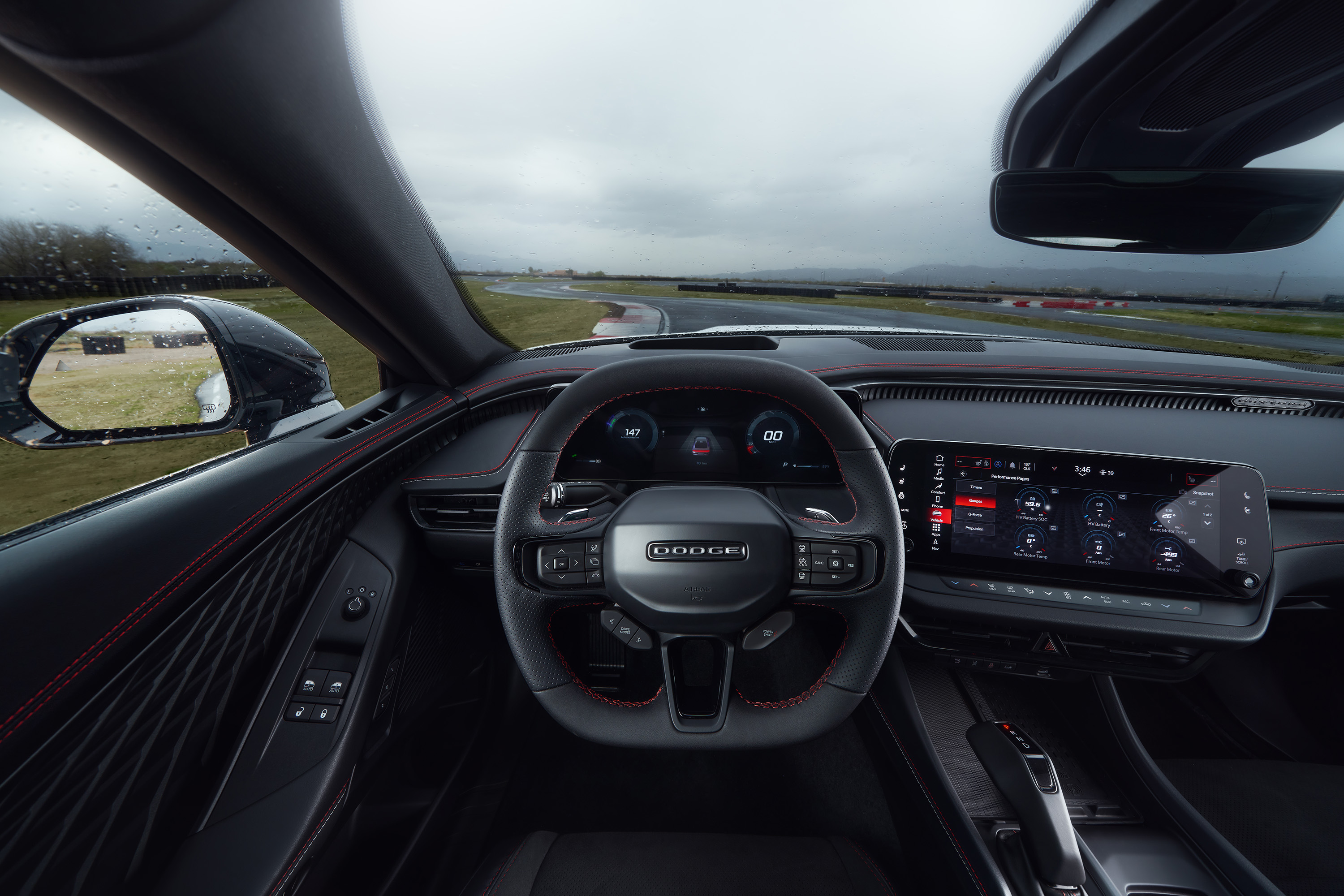 Dashboard and steering wheel of a 2024 Dodge Charger Daytona EV