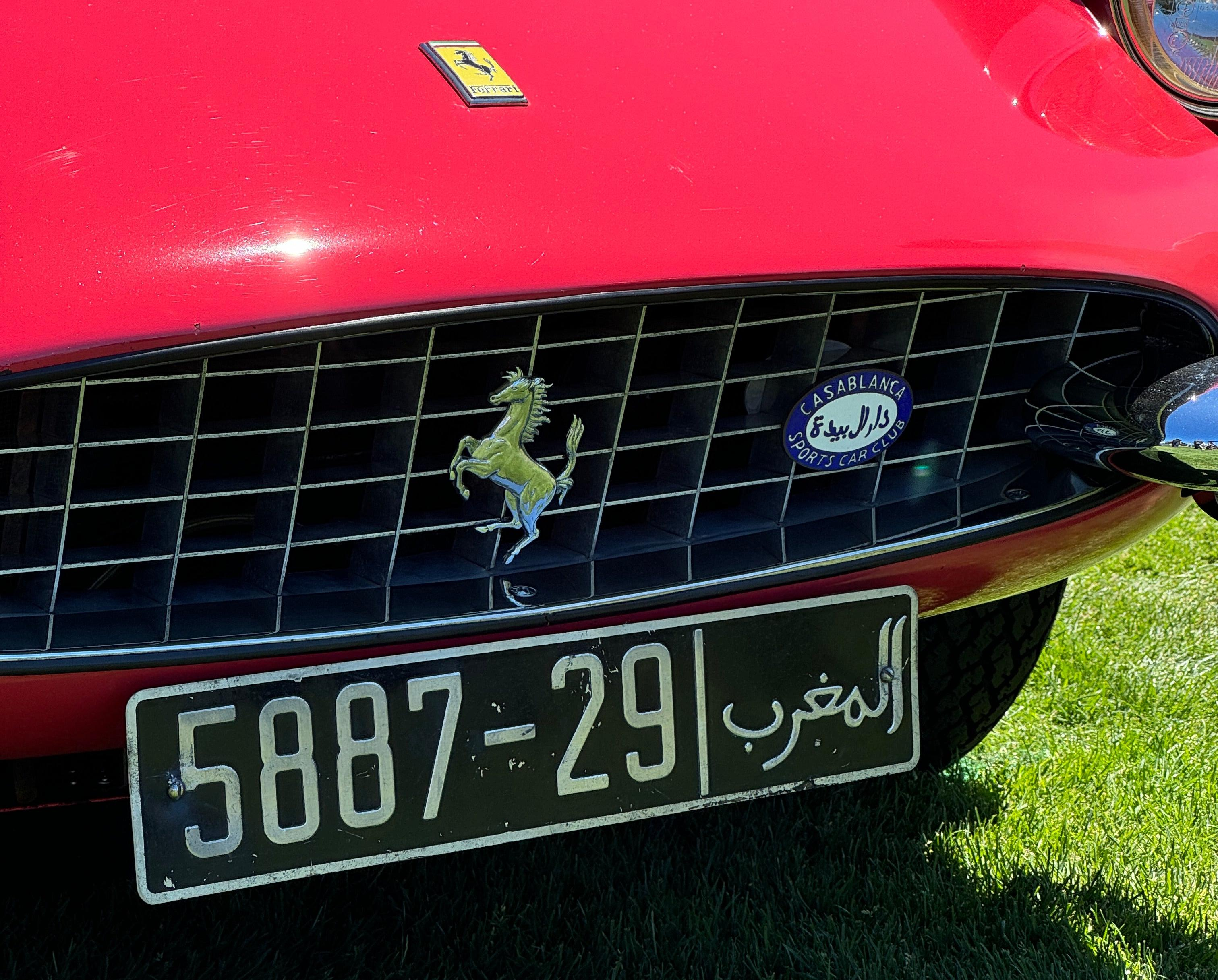 Front grille of a Lipstick Coral Ferrari 365 GTC