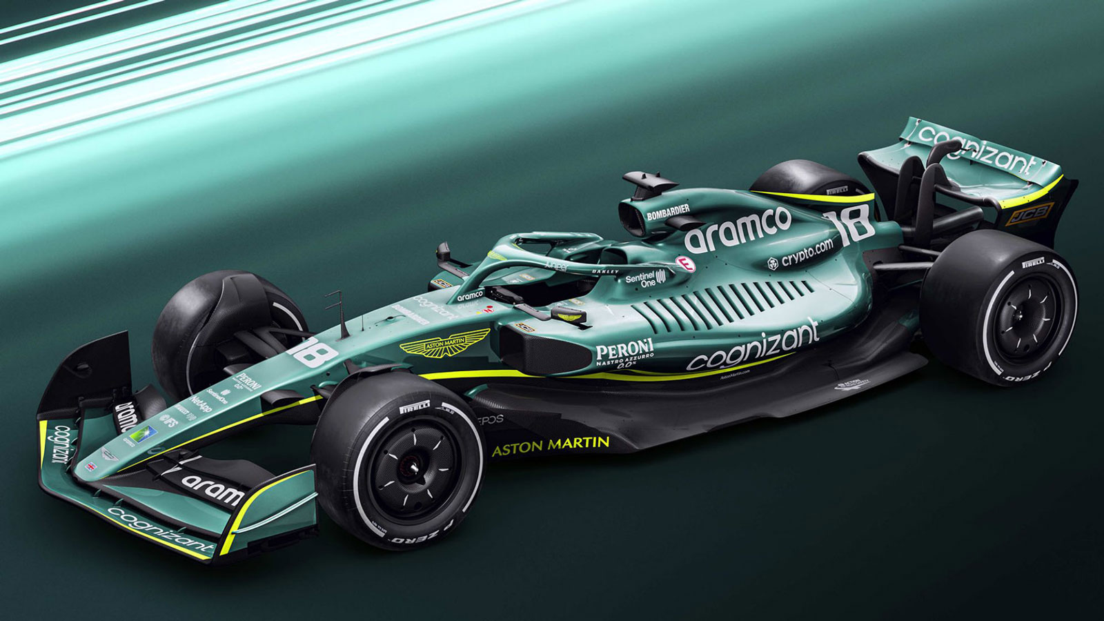 A render of the 2022 Aston Martin F1 car. 