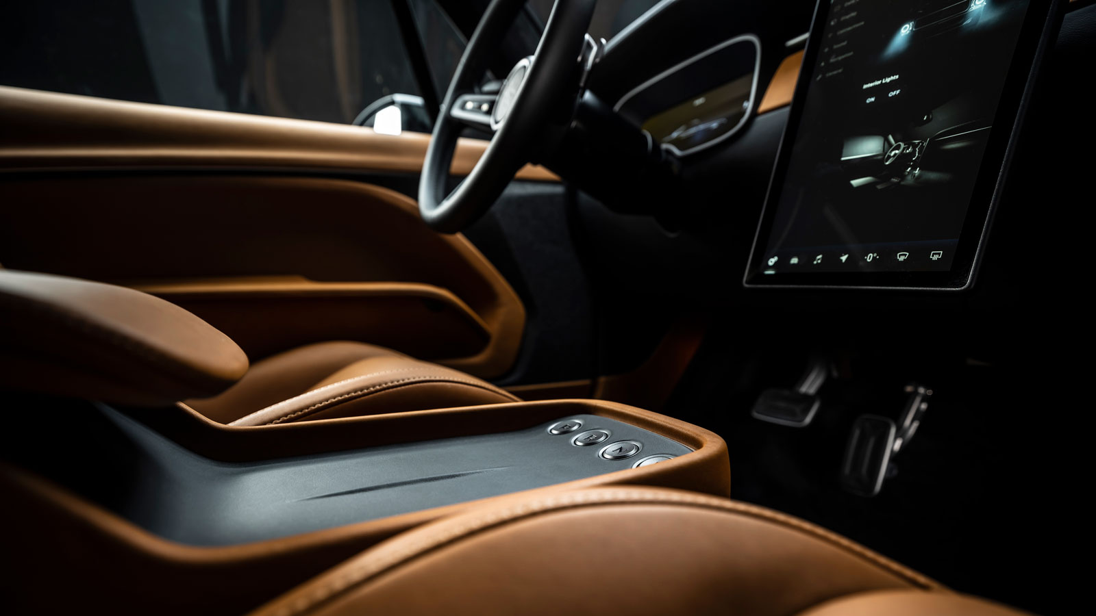 A photo of the dashboard in the Charge Cars Mustang 