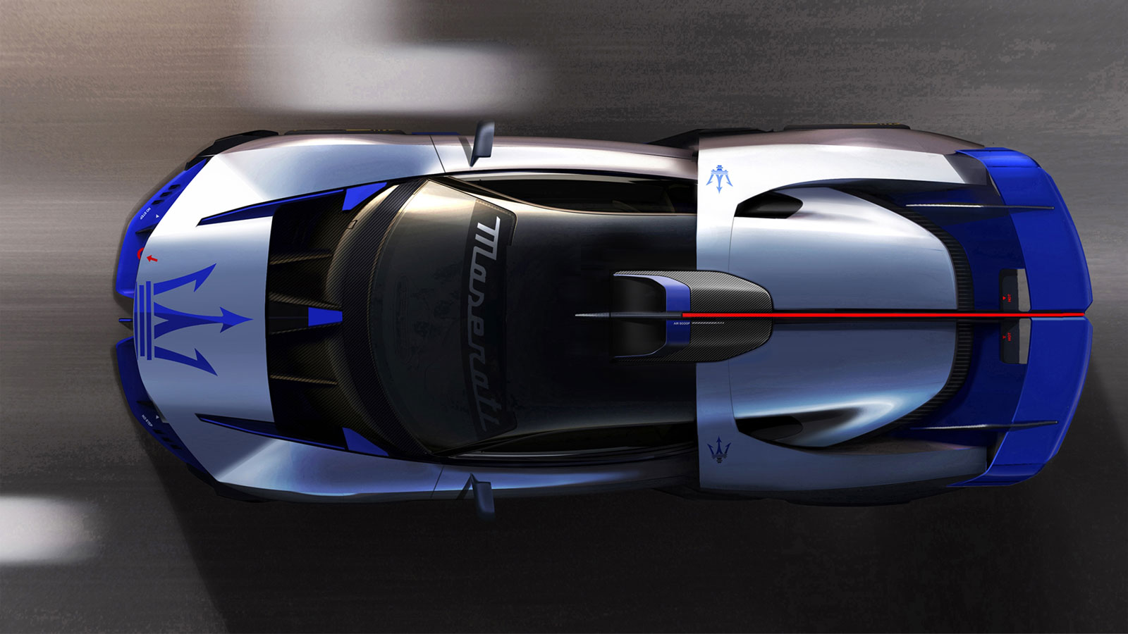 A top-down shot of the new Maserati Project 24 hypercar concept. 