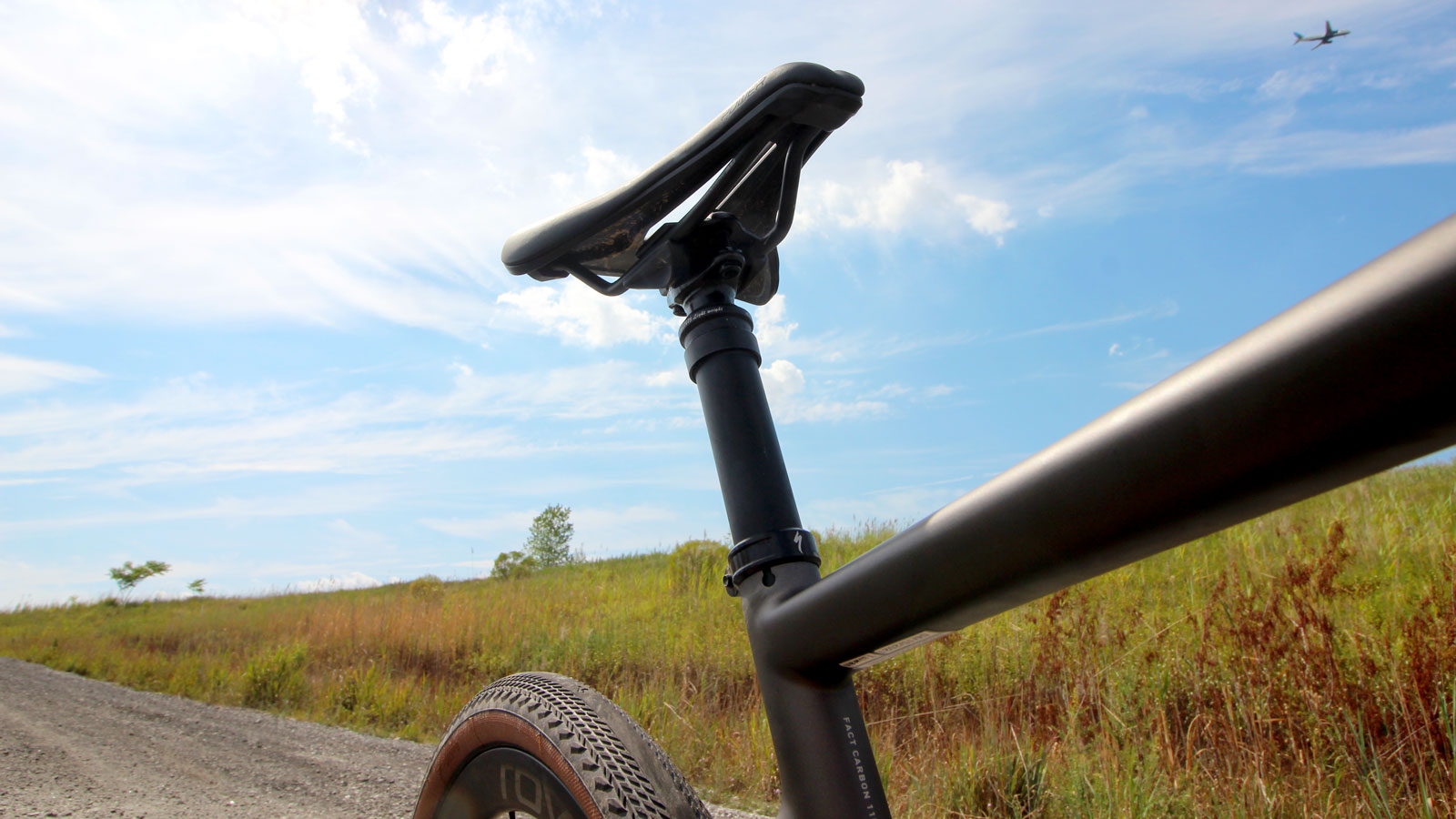 A photo of the seat post on a Specialized e-bike. 