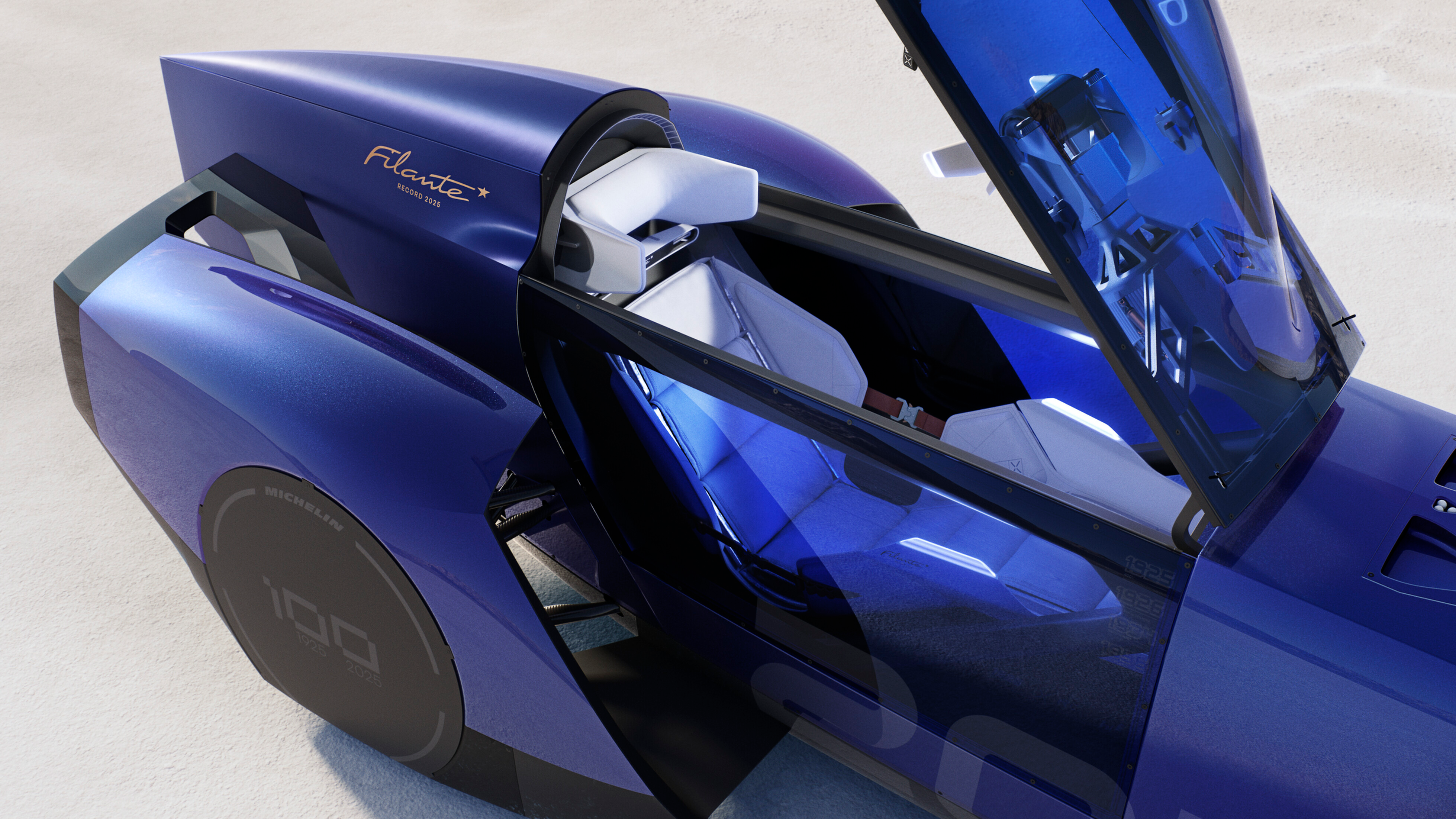 Open cockpit of the Renault Filante Record 2025 Concept