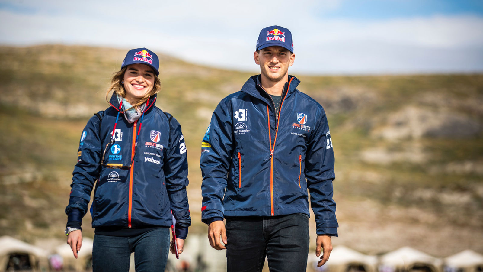 A photo of racing drivers Catie Munnings and Timmy Hansen. 