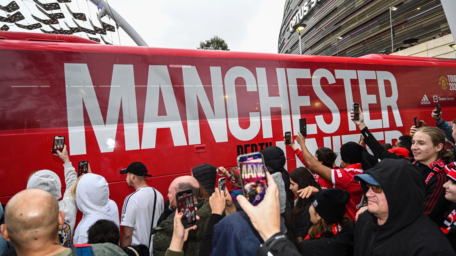 A photo of the Manchester United team bus. 