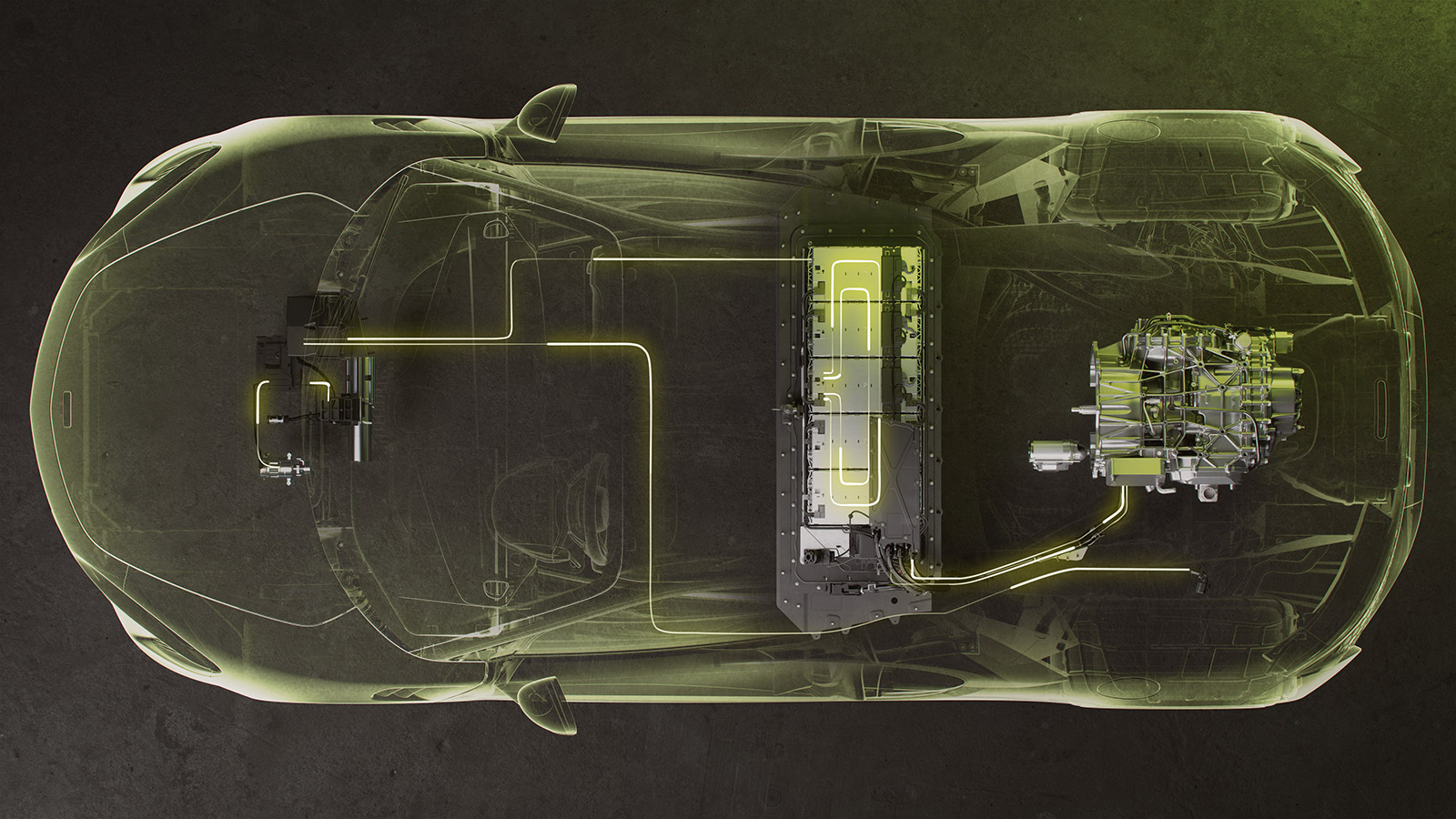 Overhead cutaway illustration of the McLaren Artura