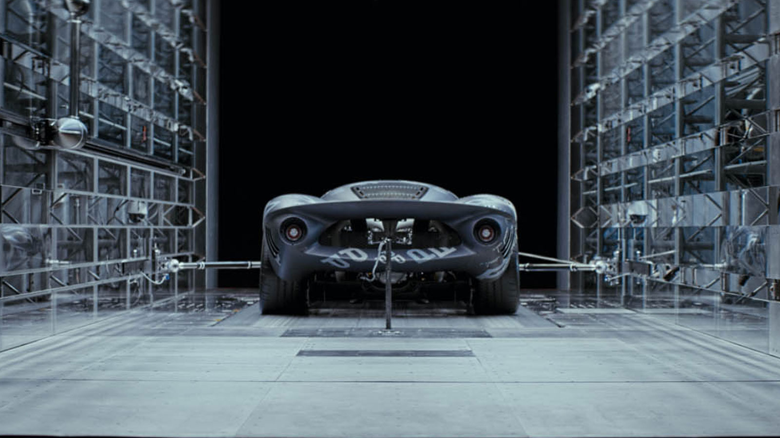 A De Tomaso P72 in a wind tunnel. 