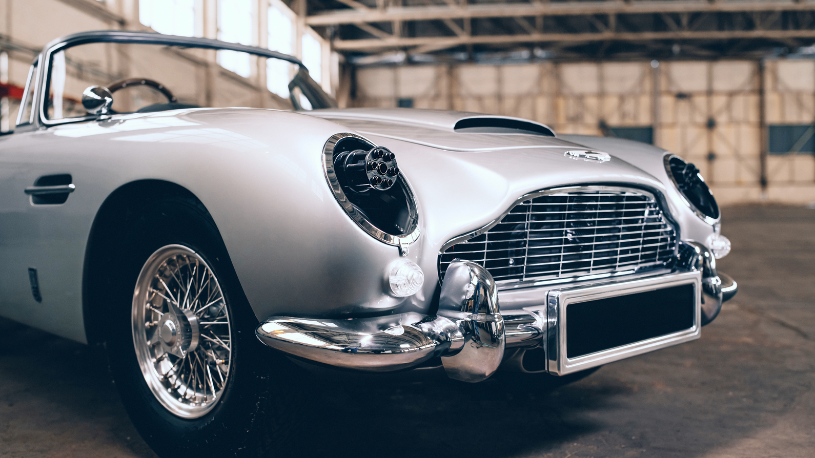 Gatling guns are hidden behind the Aston Martin DB5's headlights