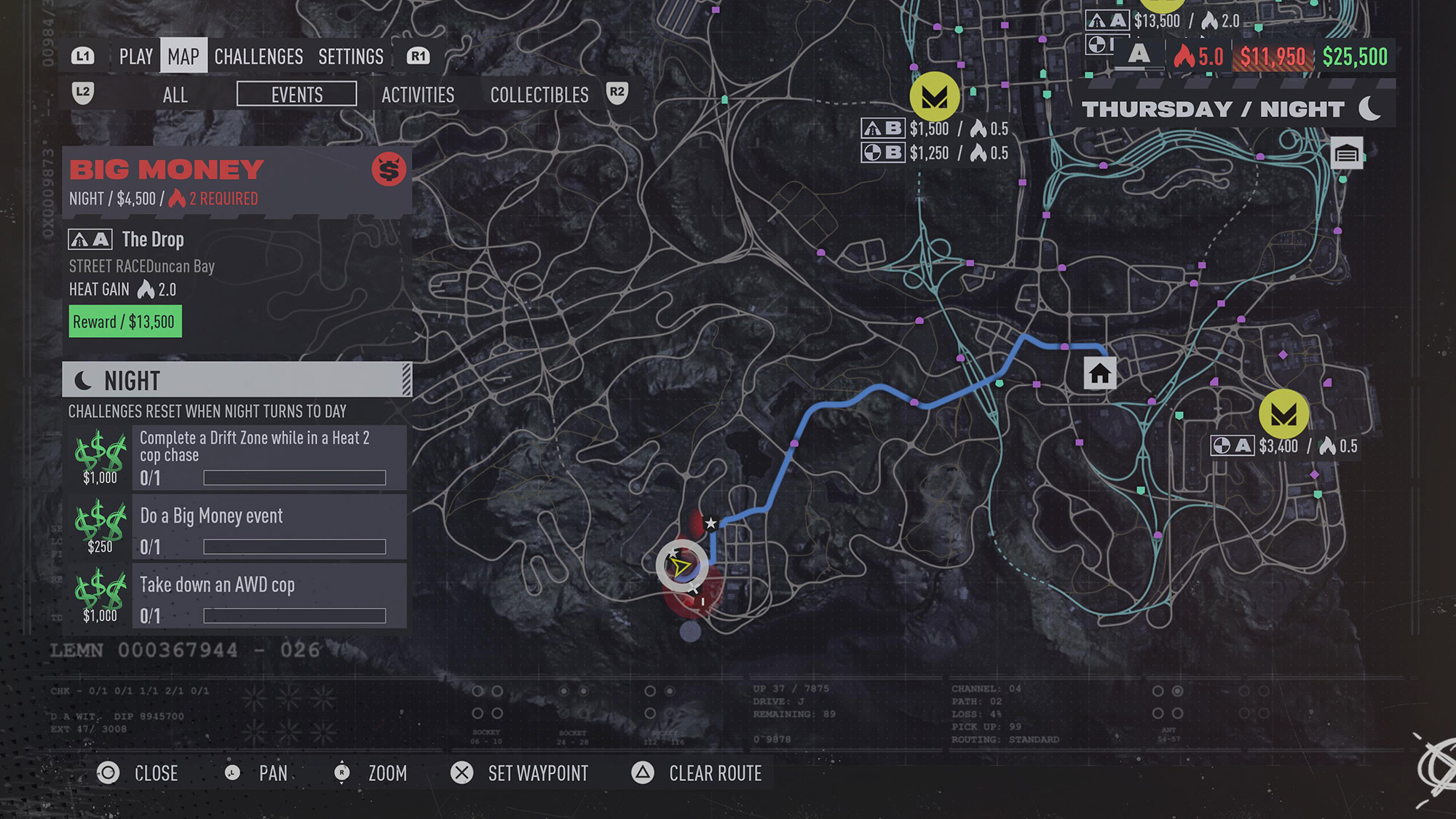 Screenshot of map screen in NFS Unbound