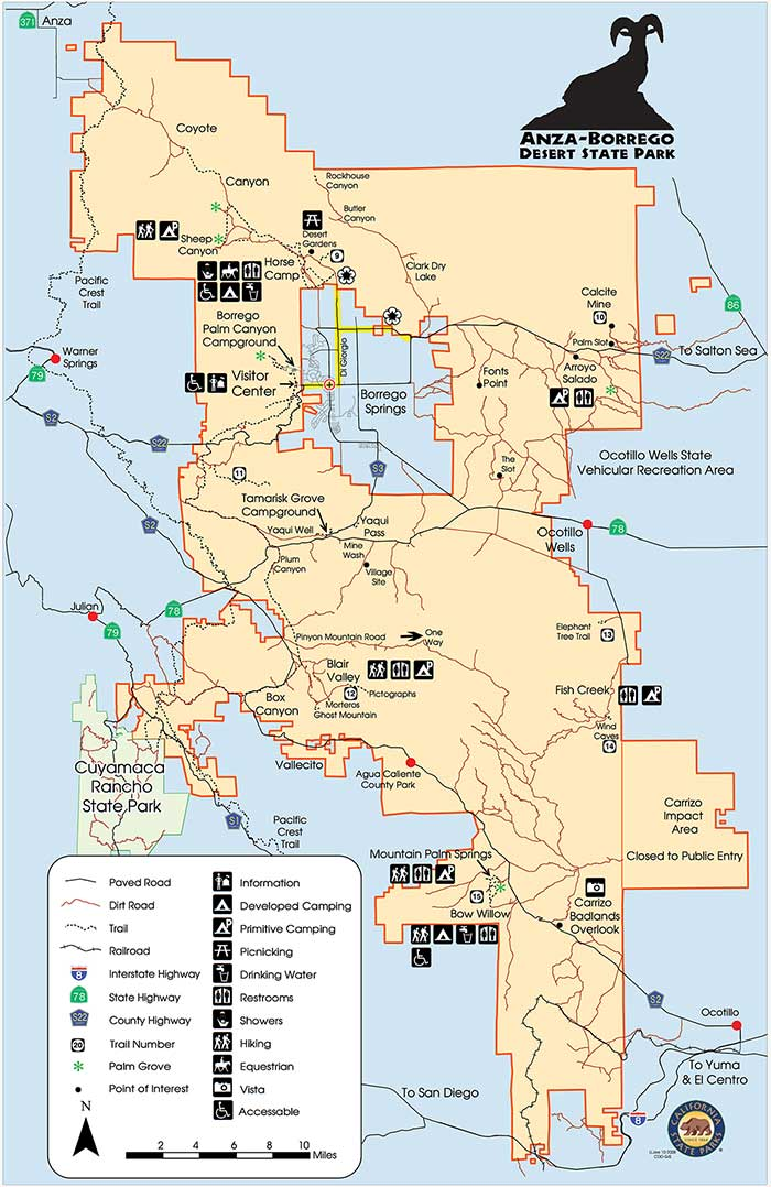 A map of California's Anza Borrego state park