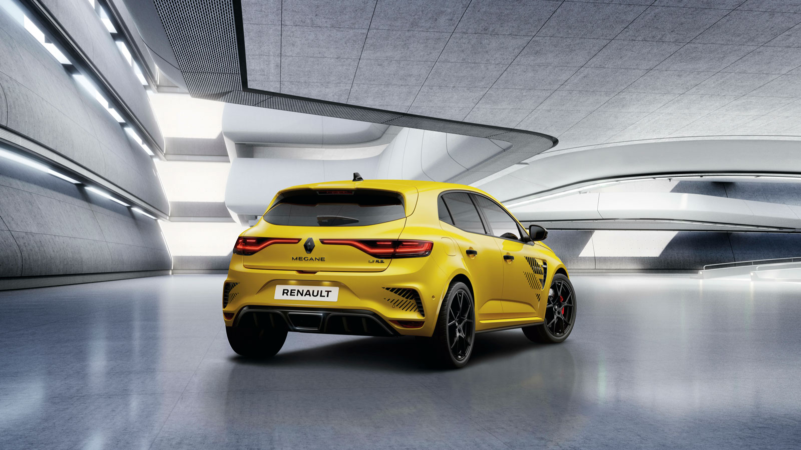 A photo of the rear quarter of the Renault Megane hatchback. 