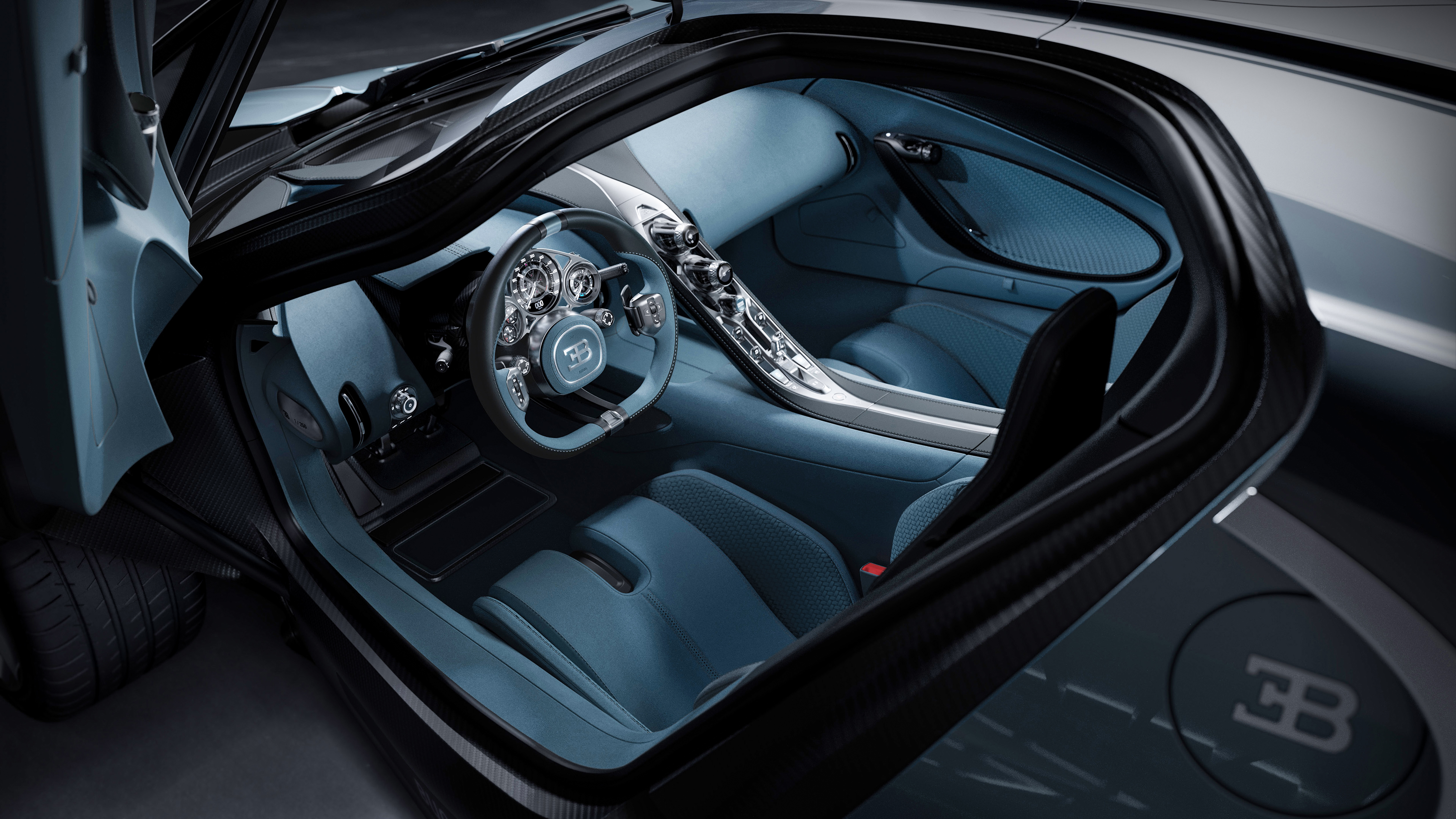 Interior of a blue Bugatti Tourbillon