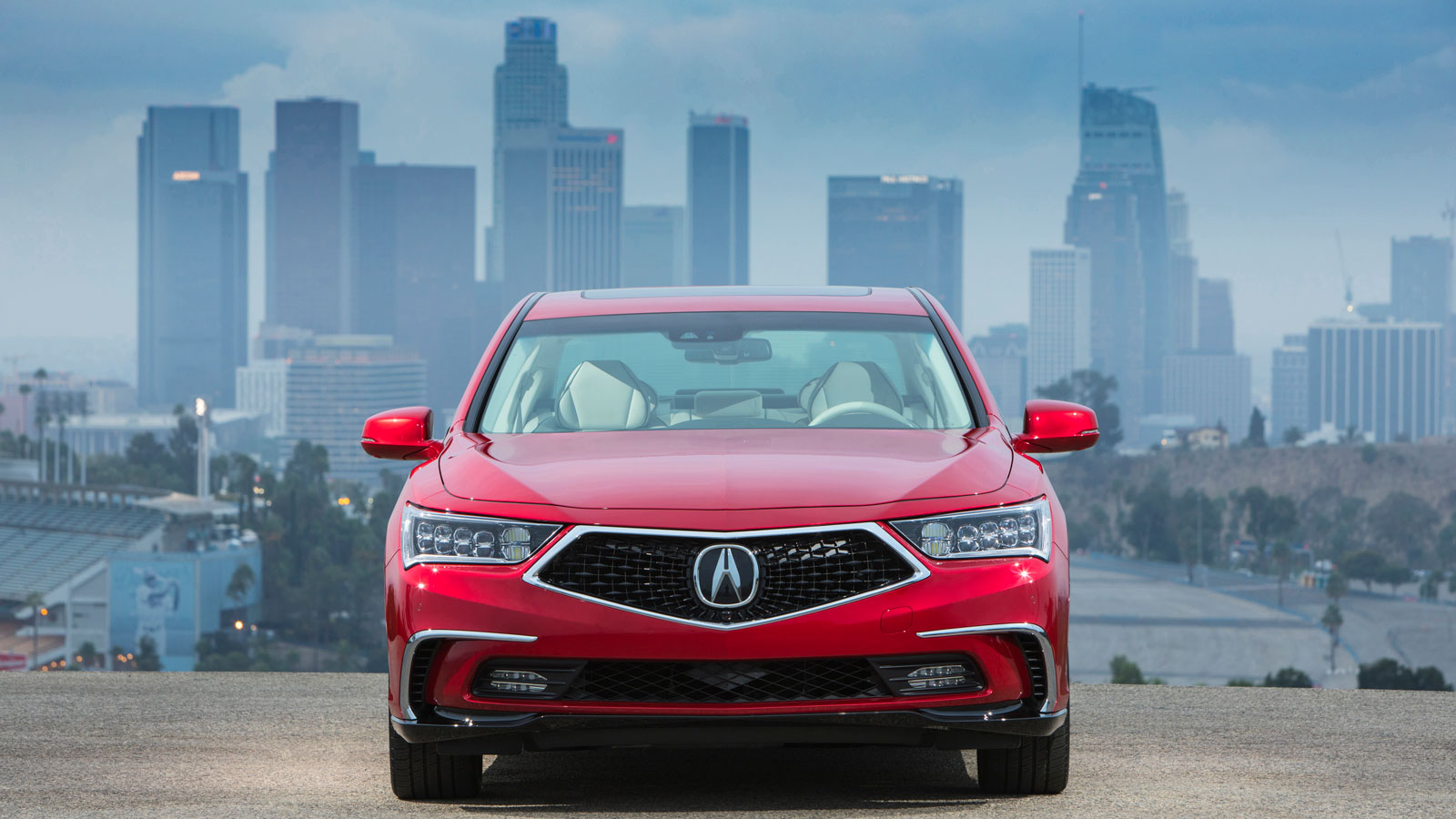 A photo of the front of an Acura RLX sedan. 