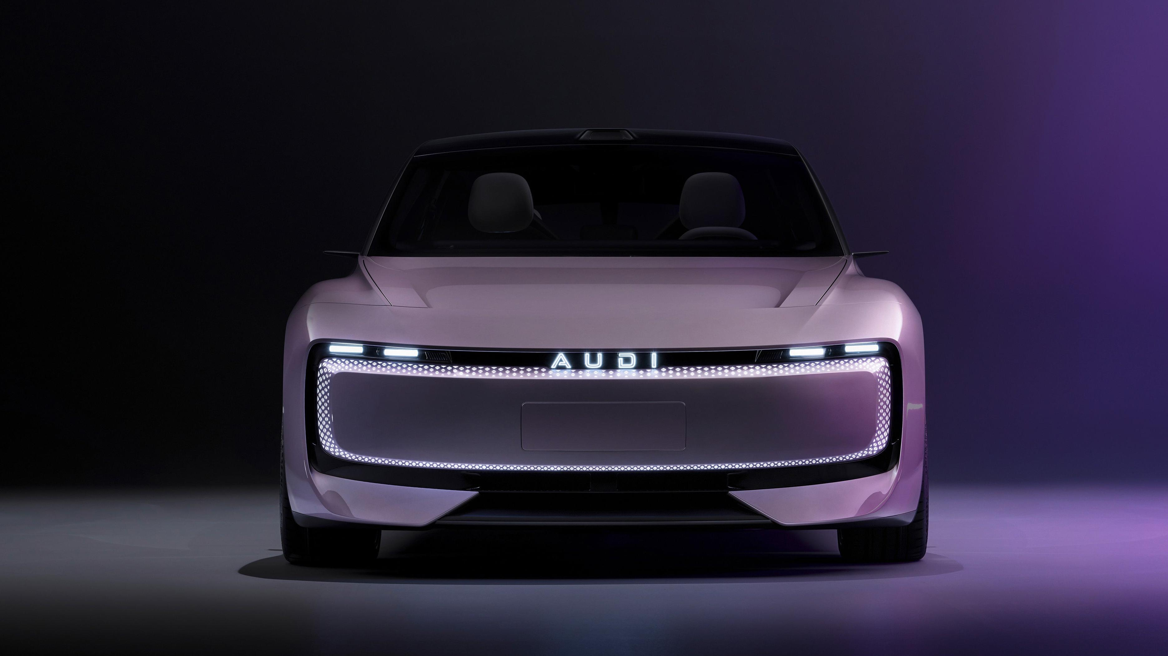 Front end of the pink AUDI E Concept