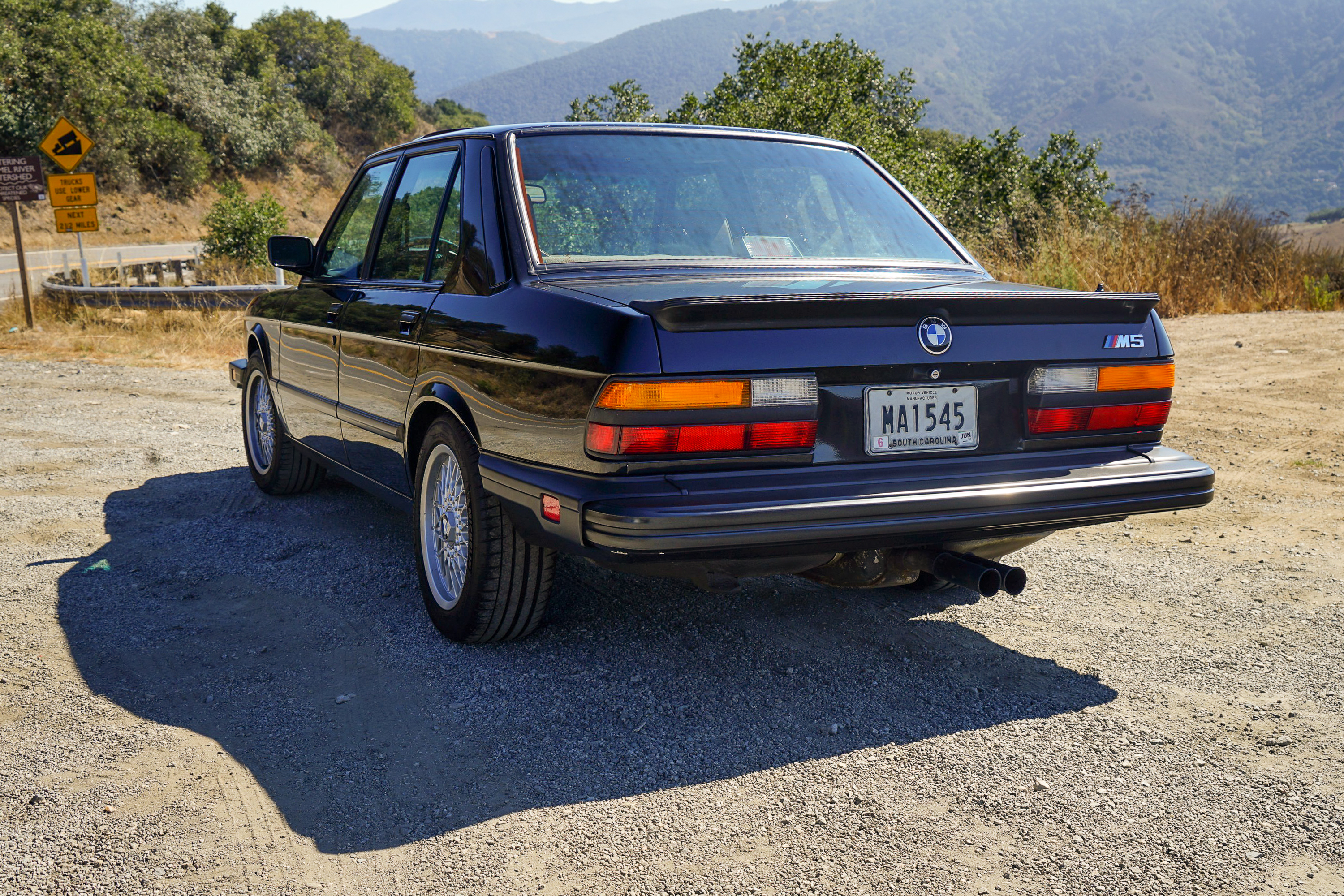 Rear end of BMW M5.