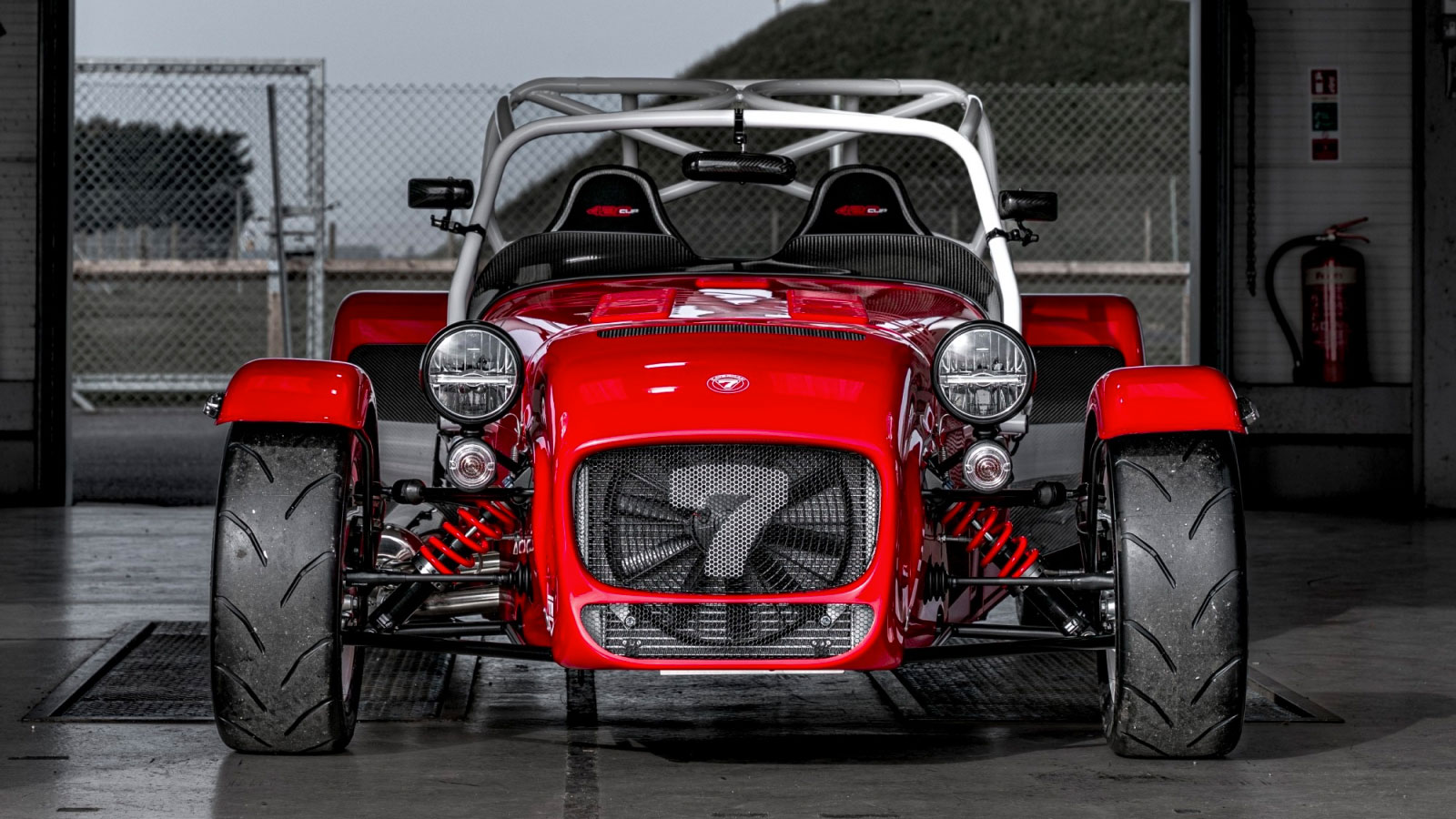 A photo of the front profile of the new Caterham Seven track car. 