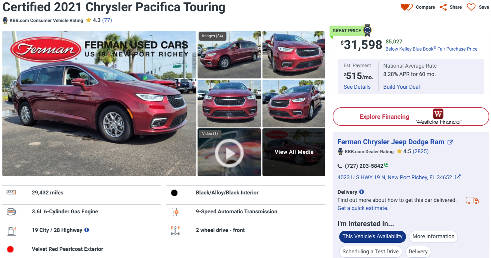 Autotrader listing of Pacifca 