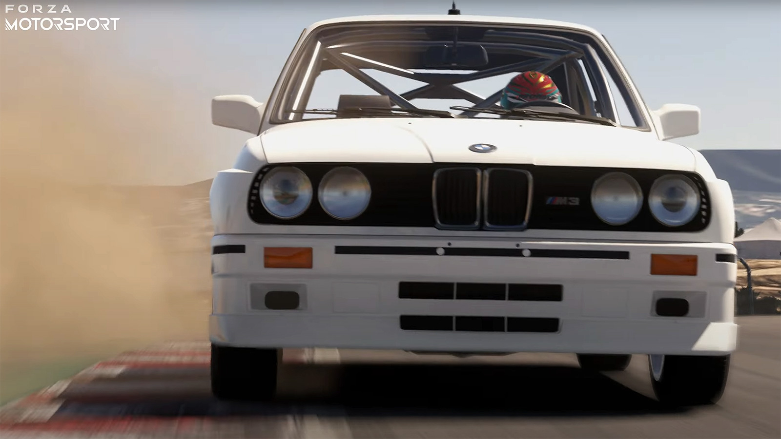 Front of an E30 BMW M3 in Forza Motorsport.