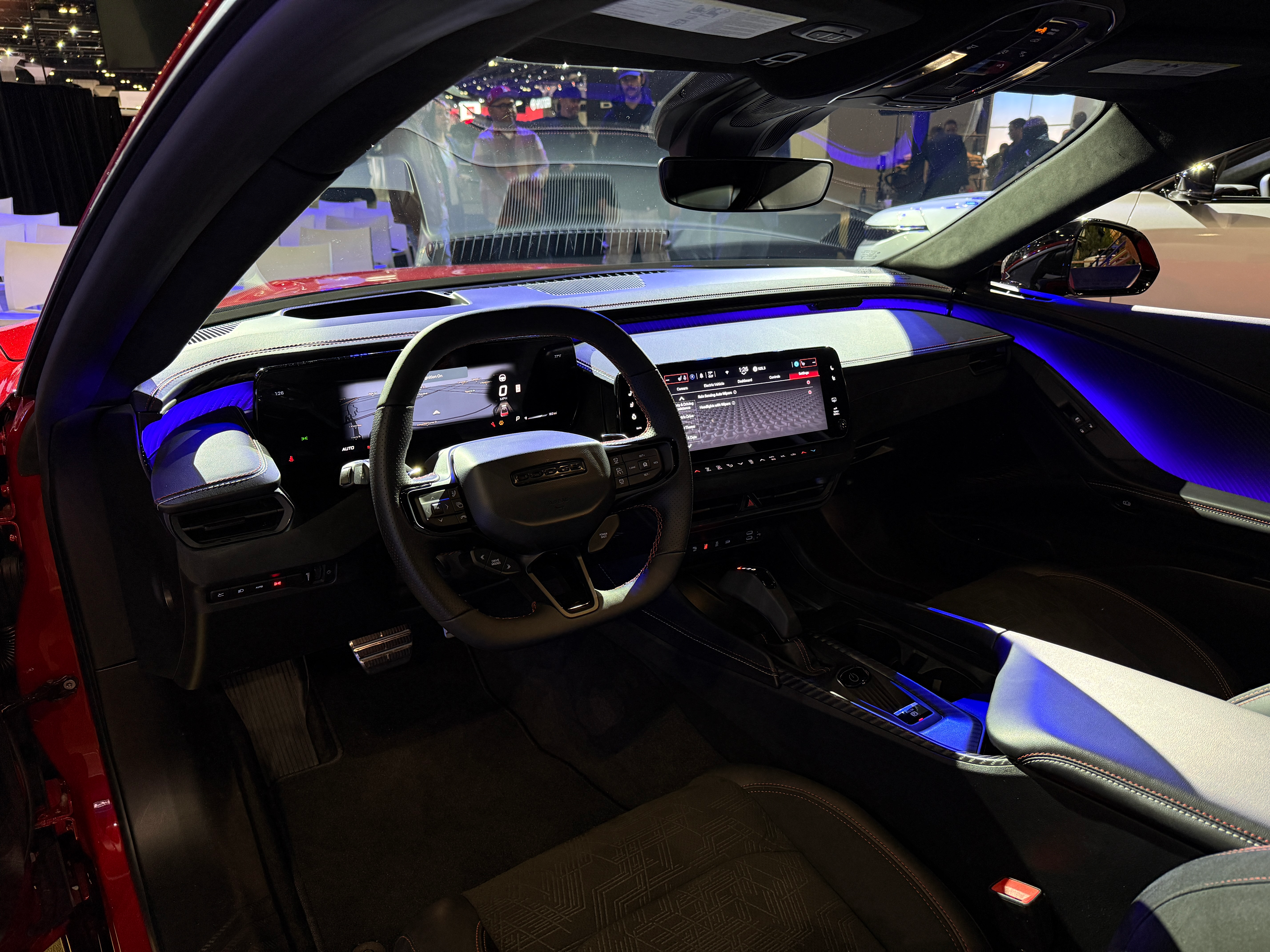 Interior of a red 2024 Dodge Charger Daytona EV