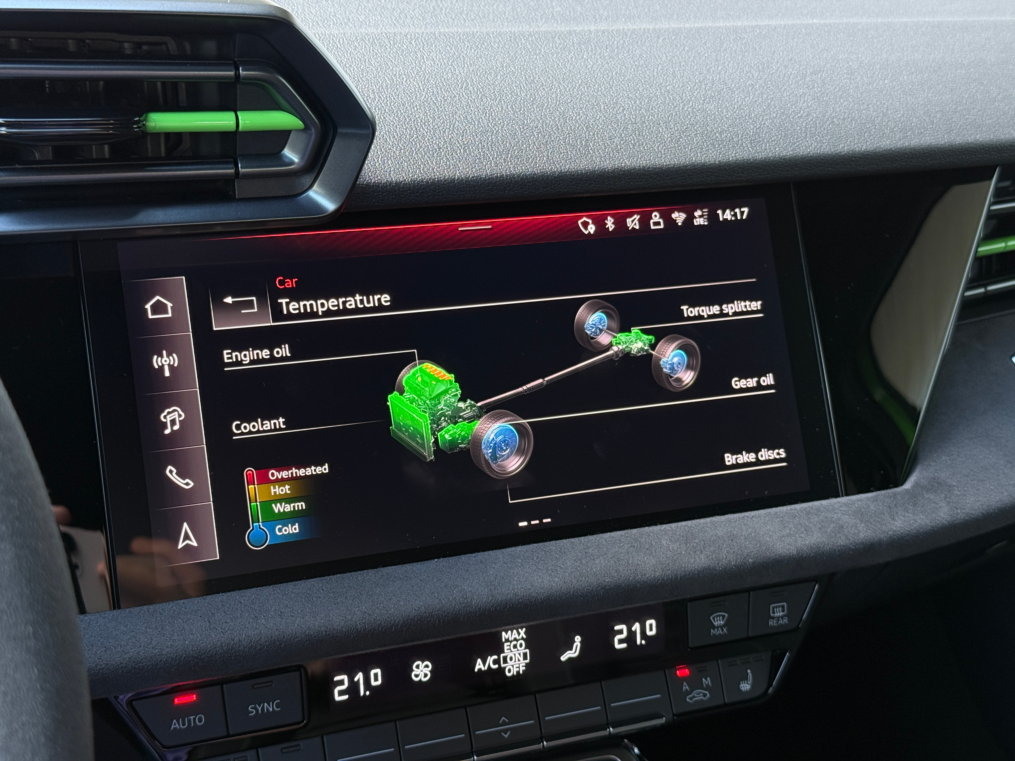 Center touchscreen of a 2025 Audi RS3