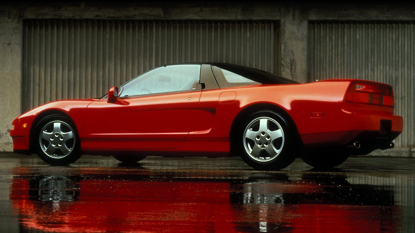 Red 1991 Acura NSX rear three-quarter angle view