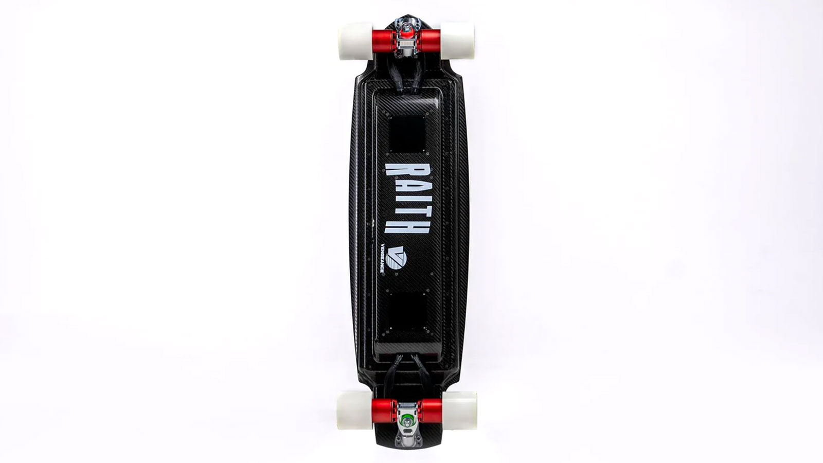 A photo of the underside of the Raith electric skateboard. 