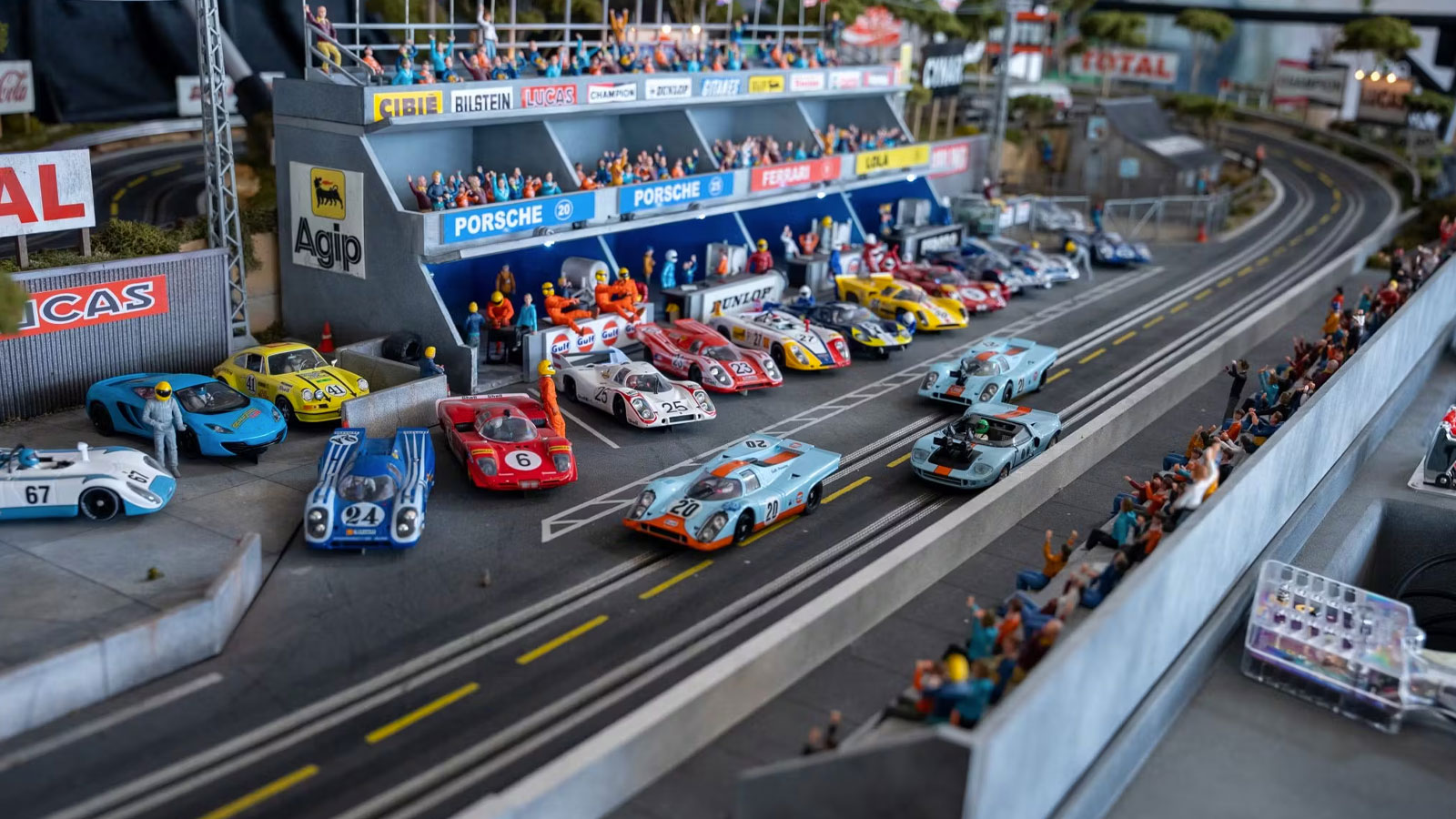 A photo of the garage complex in the Le Mans track. 