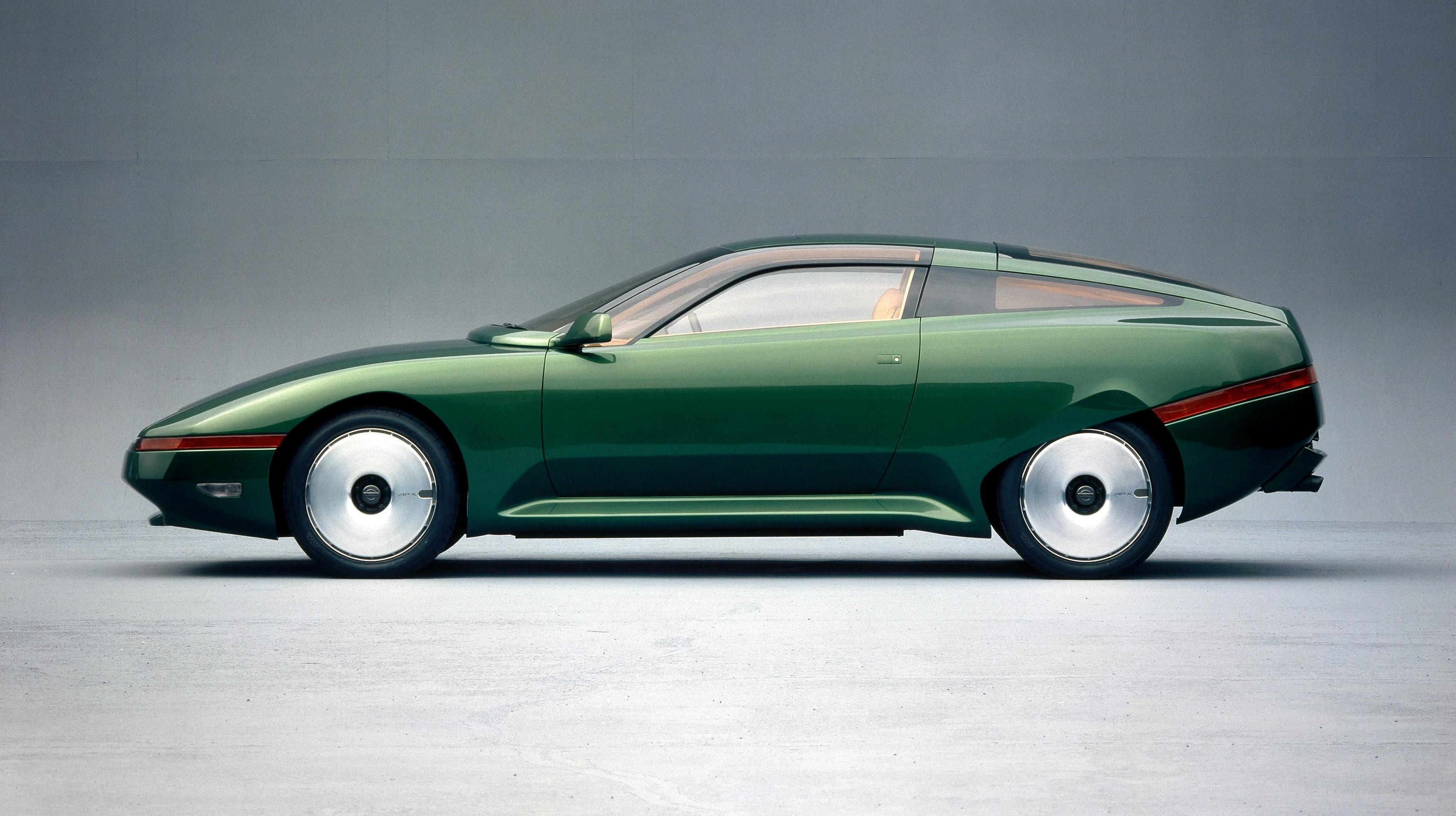 Side view of the green Nissan AP-X concept