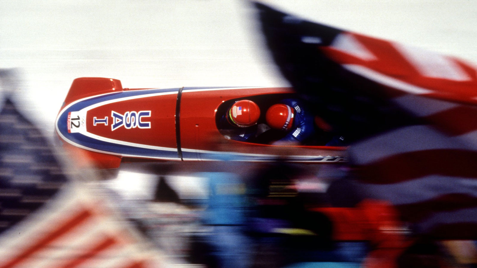 The Team USA bobsled at the 1992 Winter Olympics. 