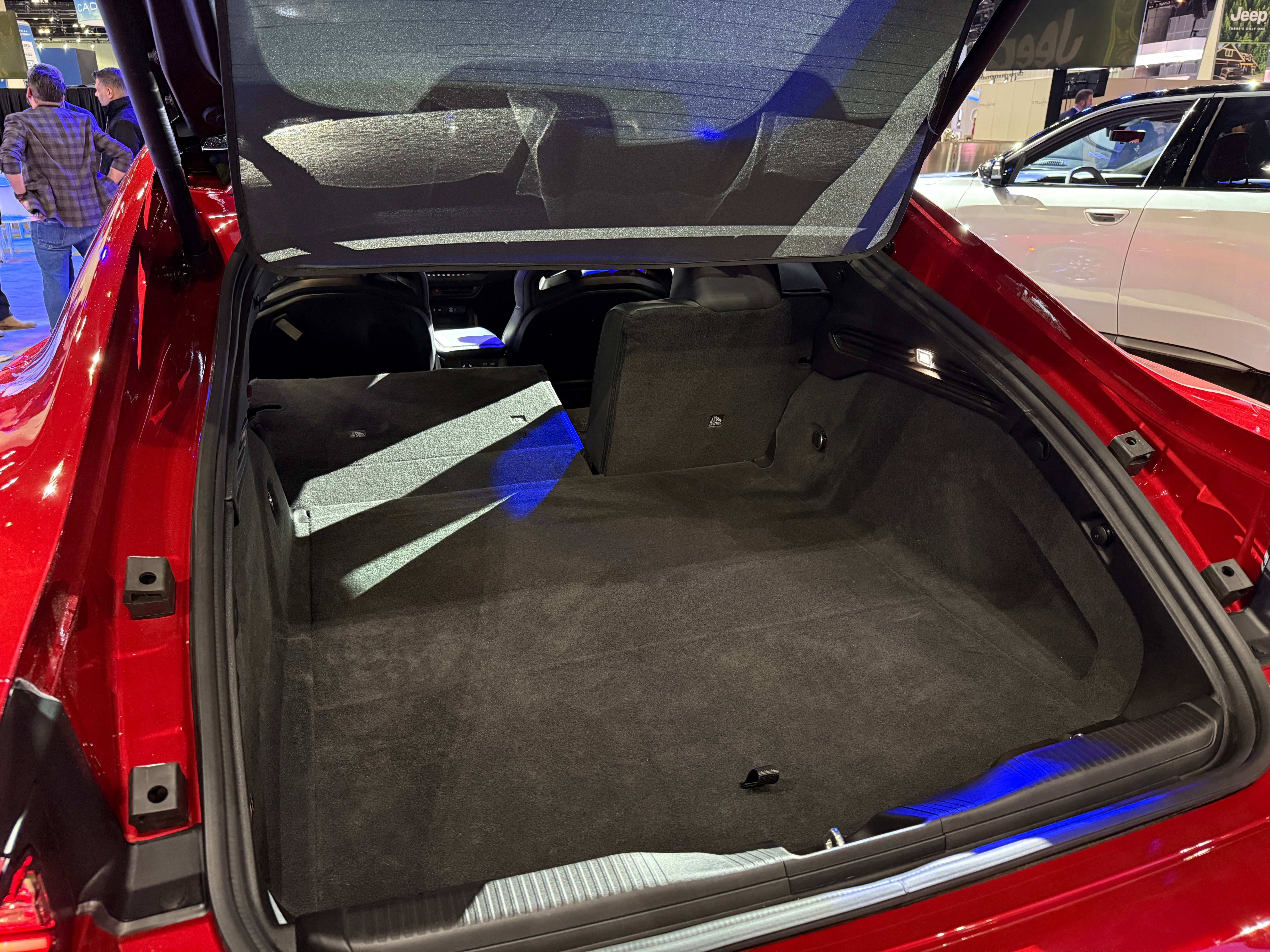 Cargo area of a red 2024 Dodge Charger Daytona EV