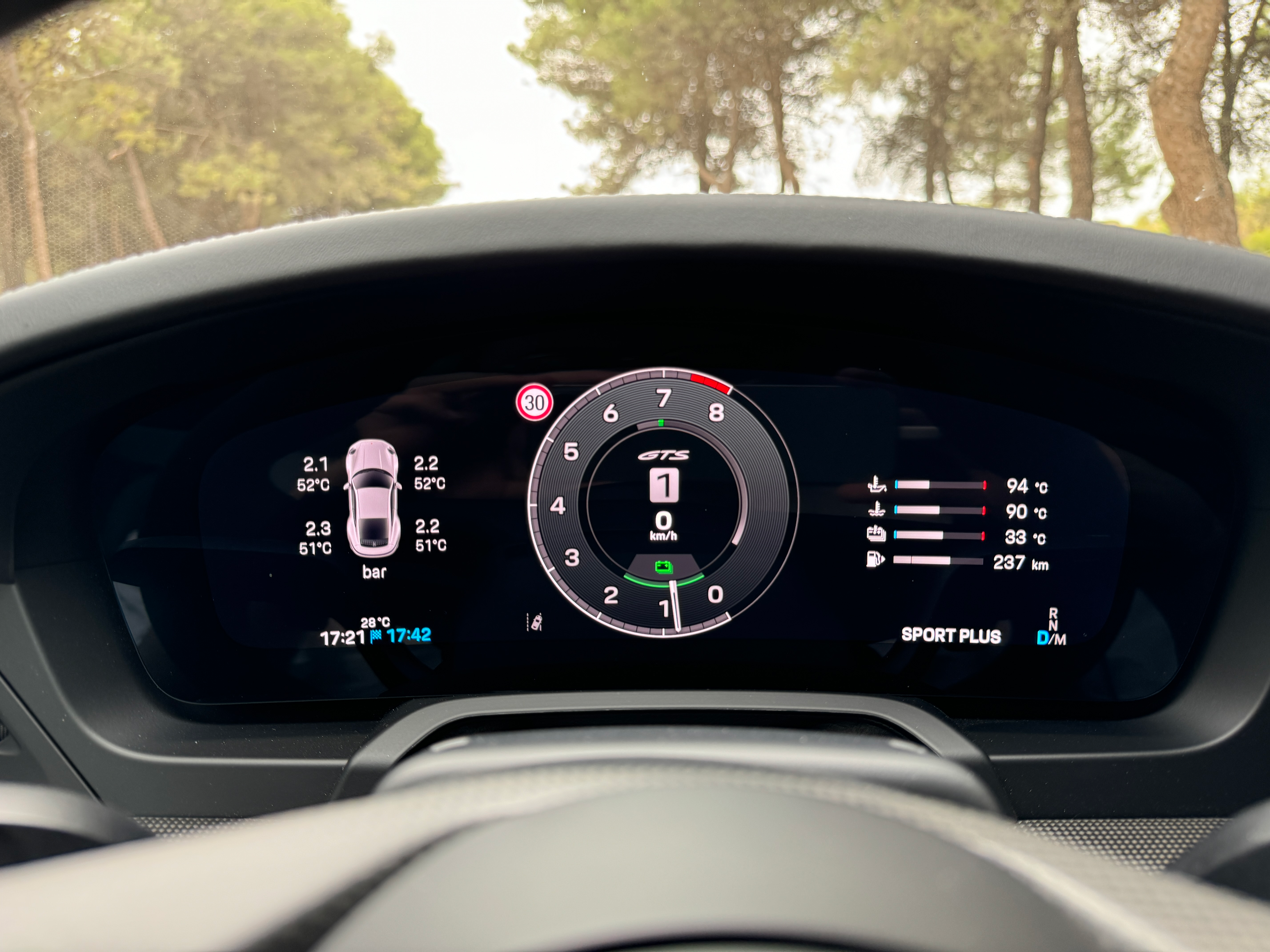 Gauge cluster of a 2025 Porsche 911 Carrera GTS