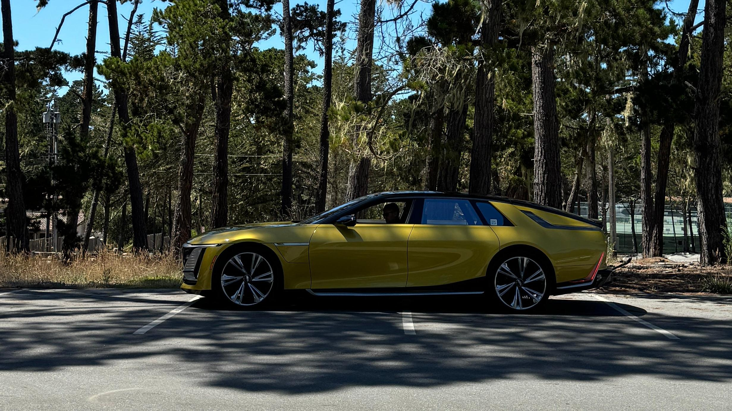 Side view of a yellow Cadillac Celestiq