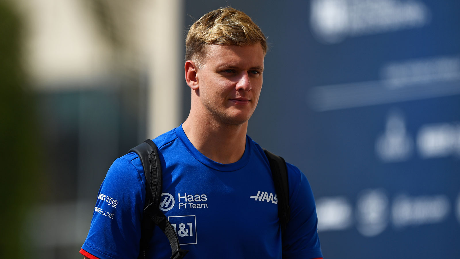 A photo of Mick Schumacher wearing Haas team gear. 