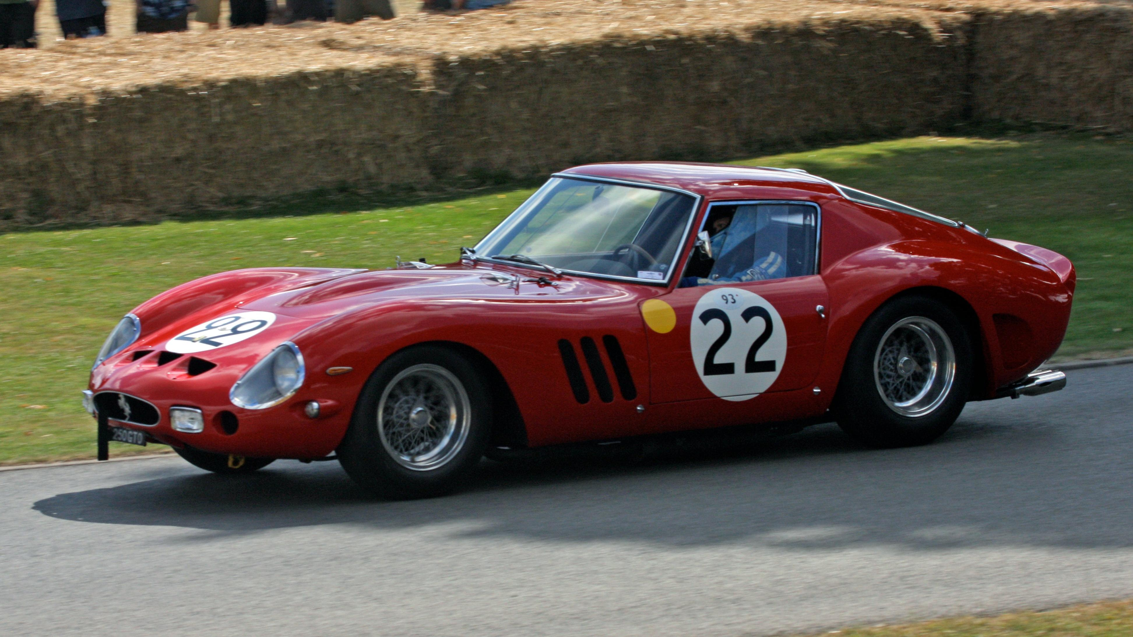 A 1962 Ferrari 250 GTO at the 2009 Goodwood Festival of Speed. The No. 22 Ferrari finished third at 1962 24 Hours of Le Mans.