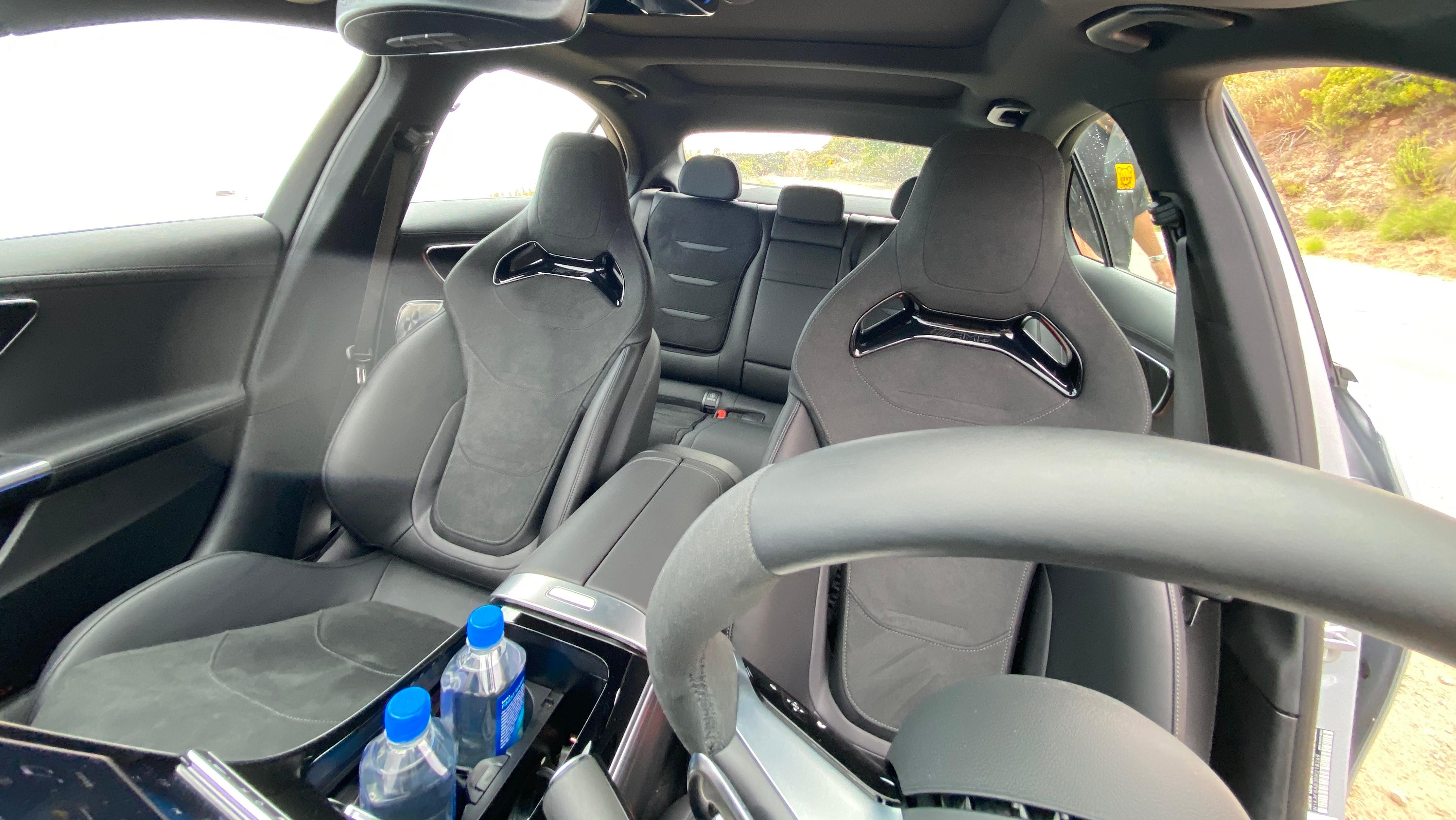 A look back at the interior of the C63 showing the bucket seats