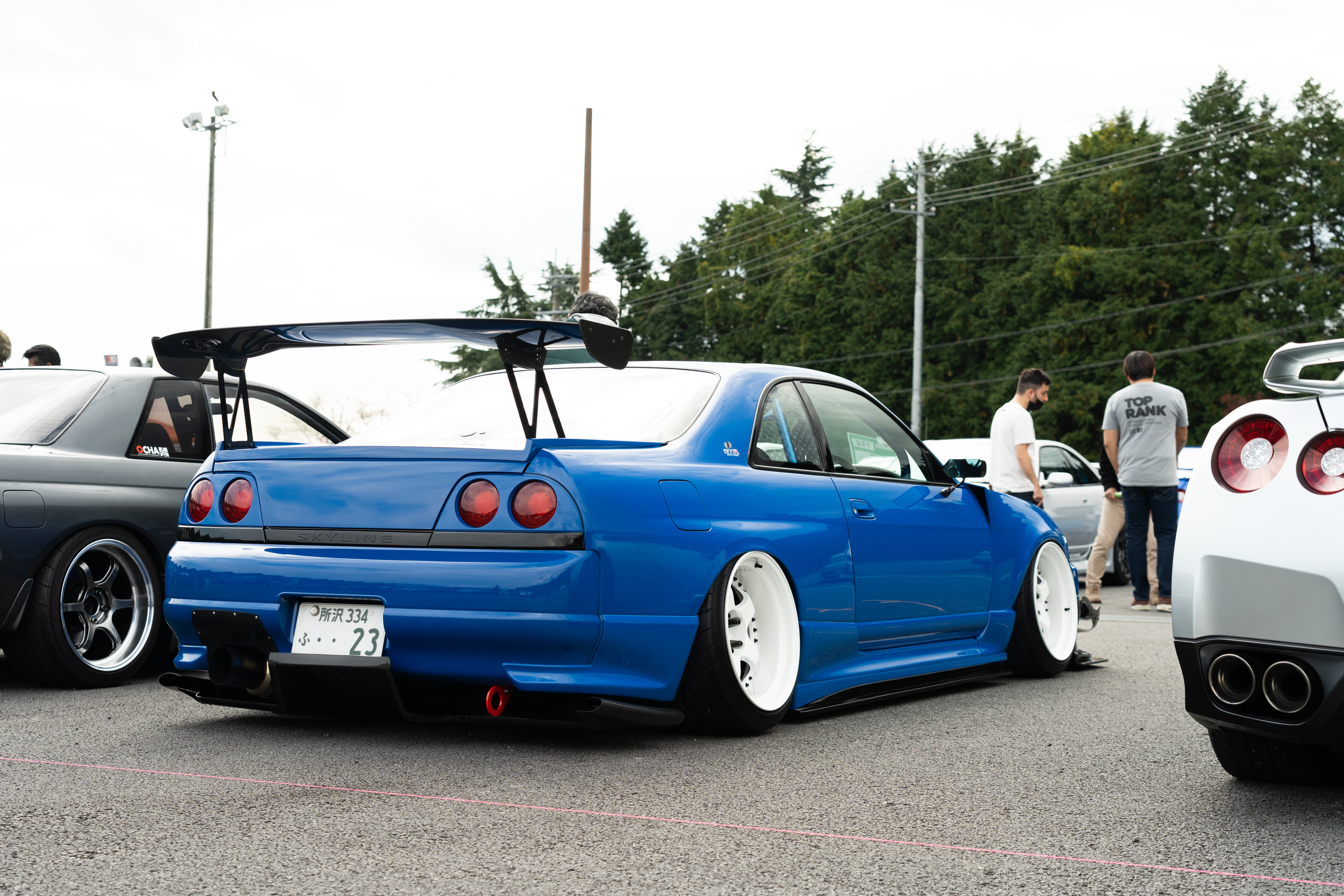 a blue nissan gt-r at r's meeting