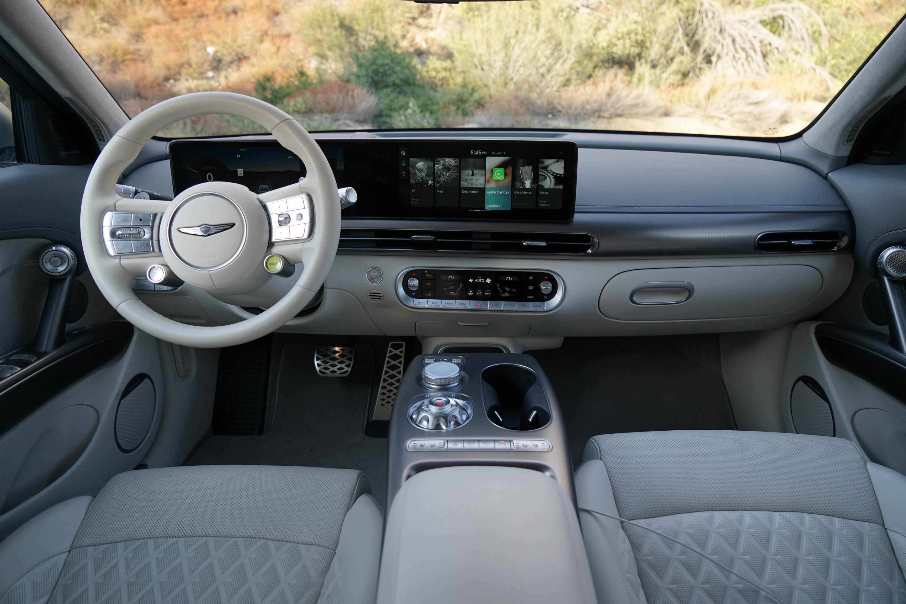 The parchment colored interior of a 2023 Genesis GV60