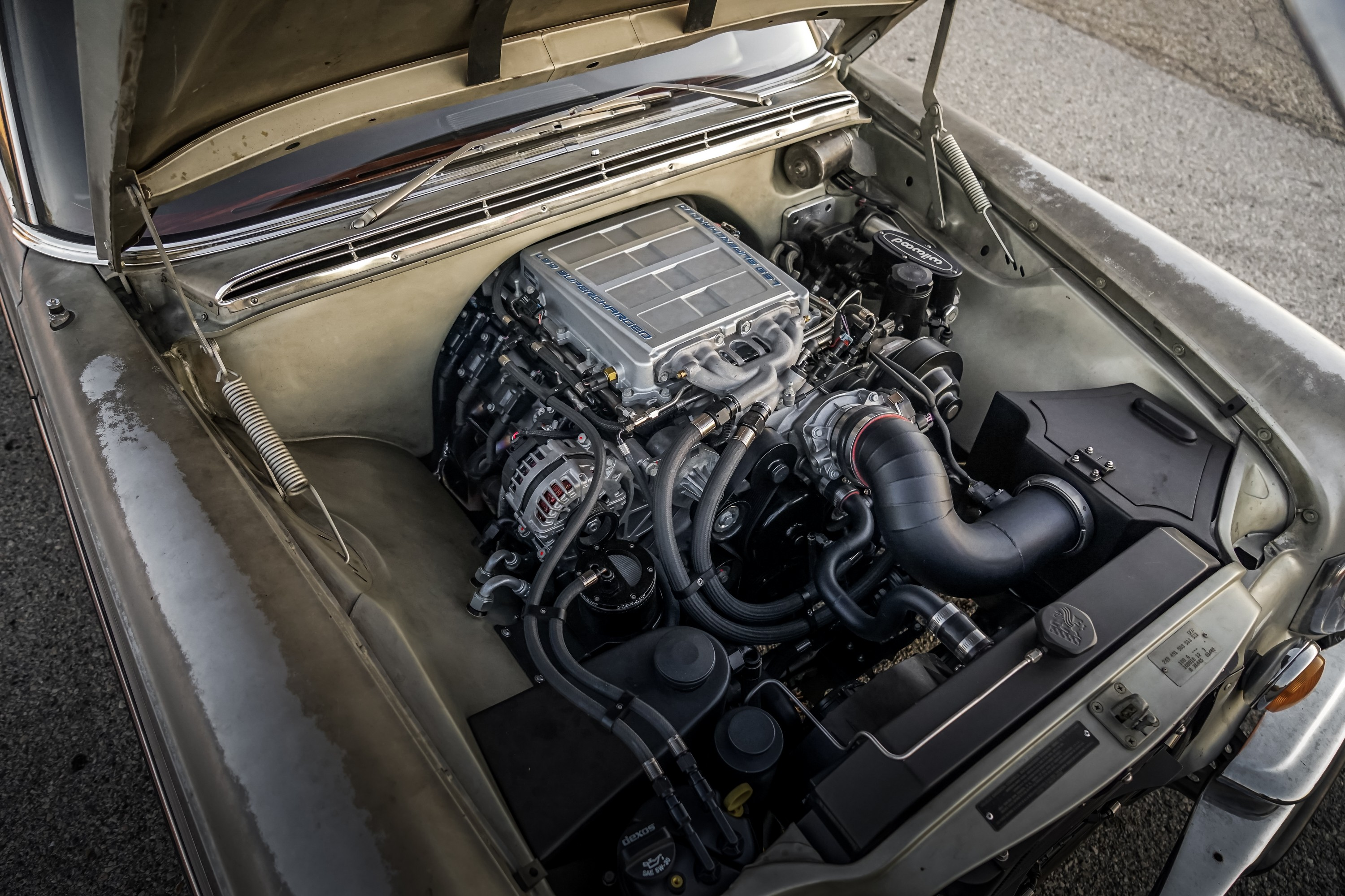 A gently detuned GM-sourced LS9 in a 1971 Mercedes-Benz 300SEL 6.3