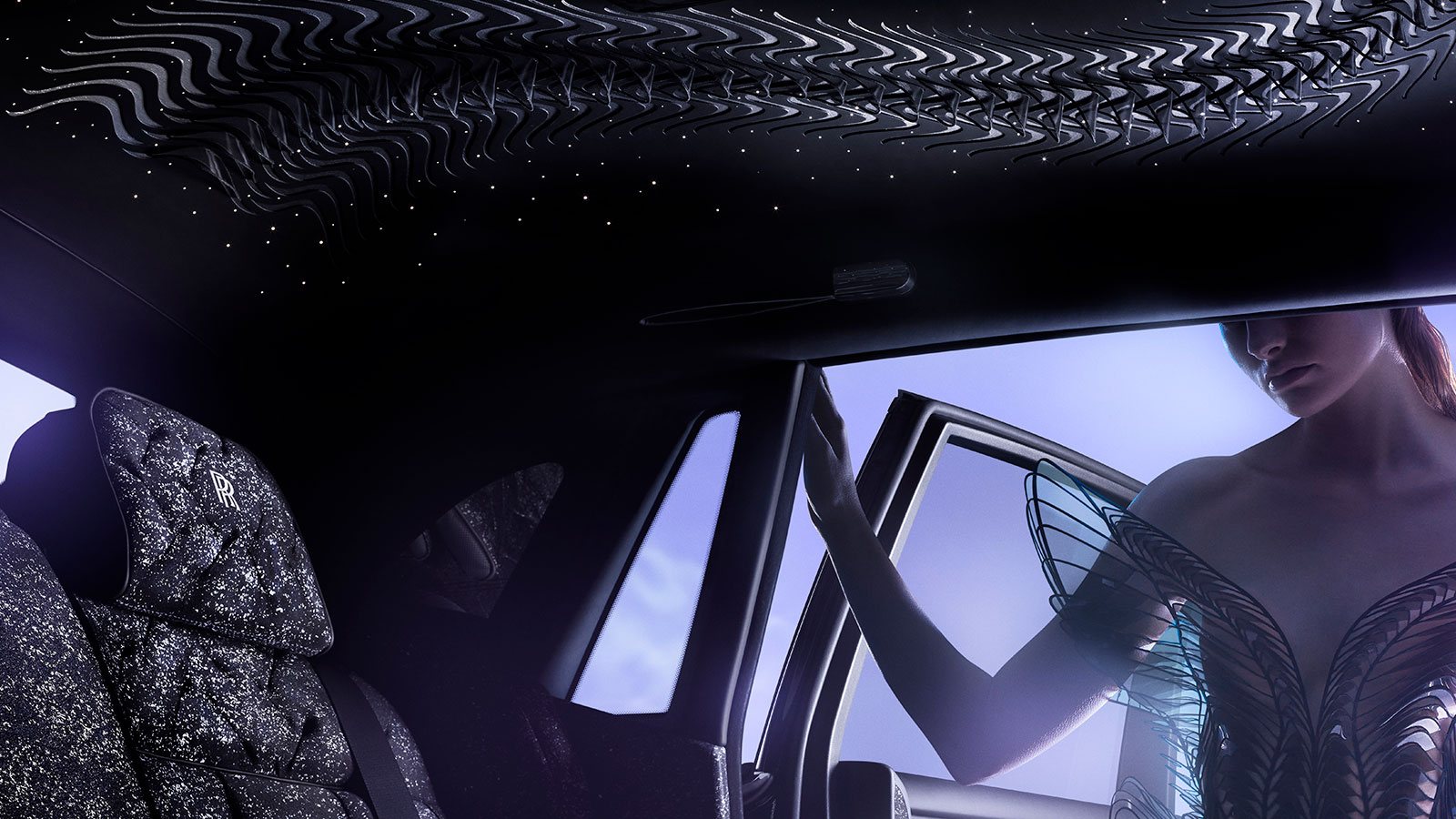 A render of the roof lining of the Rolls Royce Phantom Syntopia. 