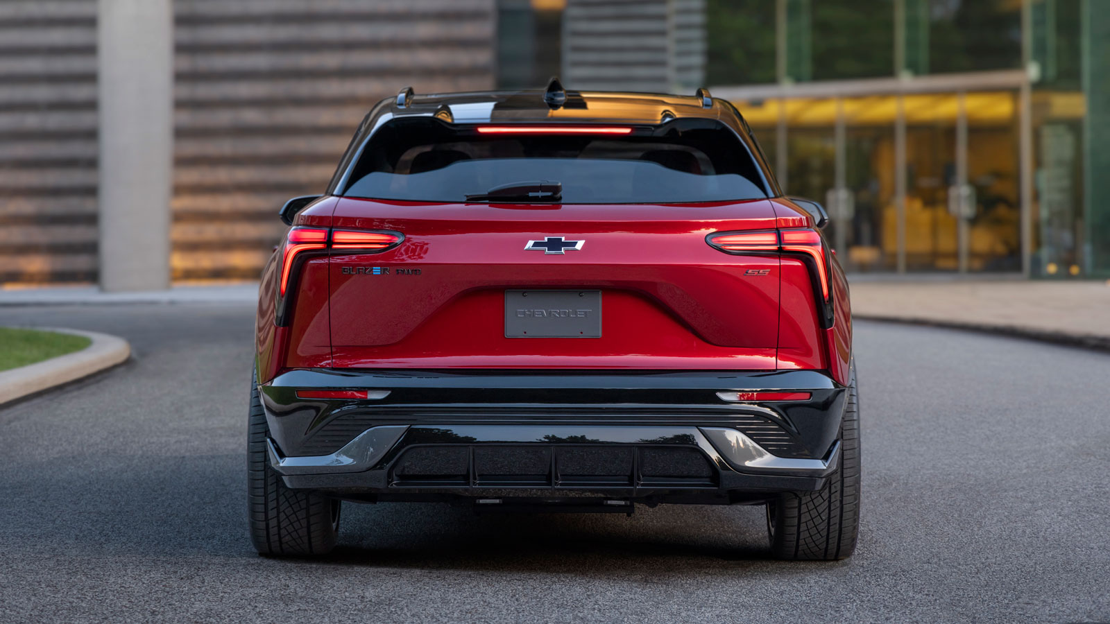 A photo of the rear of the new Chevrolet Blazer electric SUV. 